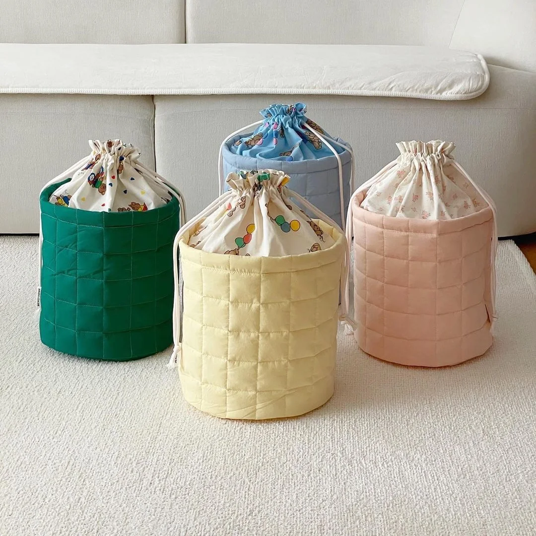 Canvas Foldable Cotton Rope basket weaving with yarn Storage Baskets Toy Organizer