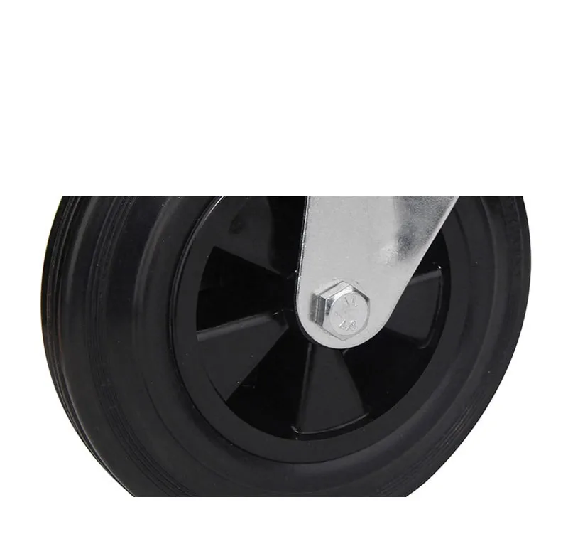 8 Inch 200mm load-bearing wear-resisting heavy duty rubber caster and wheel for waste bin with brake