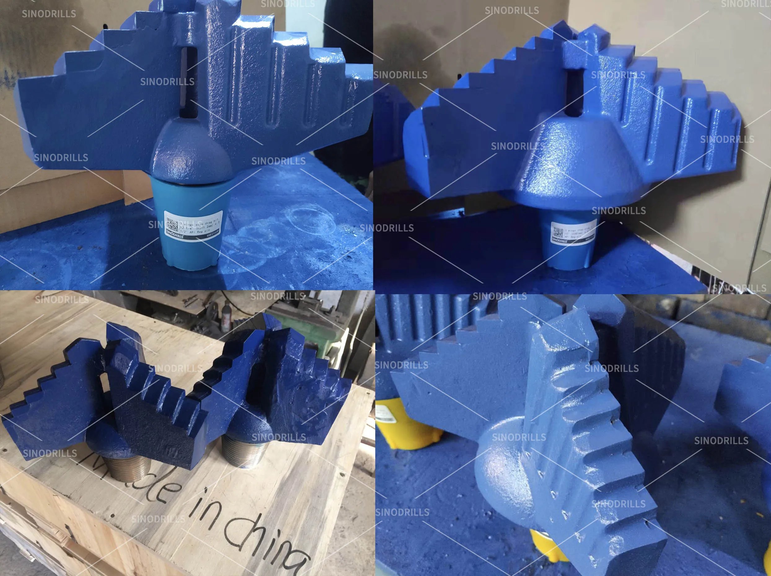 PDC Water Well Drilling Bits  9' Step Drag Bit with 4 Blades 229mm x 3 1/2' API REG Pin