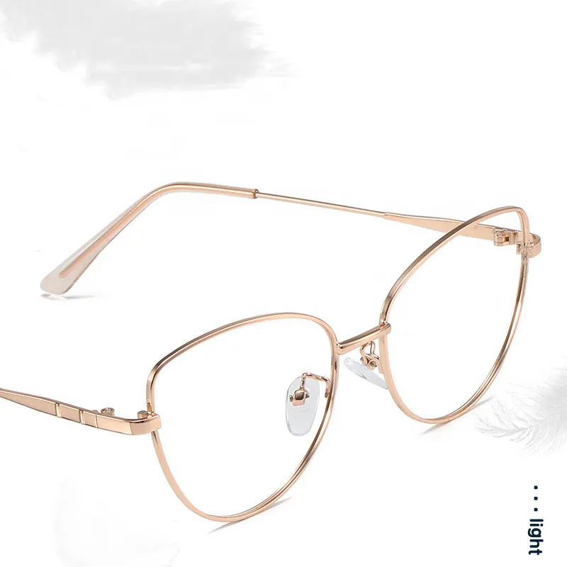 New Retro Metal Color-Changing Cat Eye Eyeglasses Frame Round Fashion Women Men Unisex Anti-Blue Light Eye Glasses