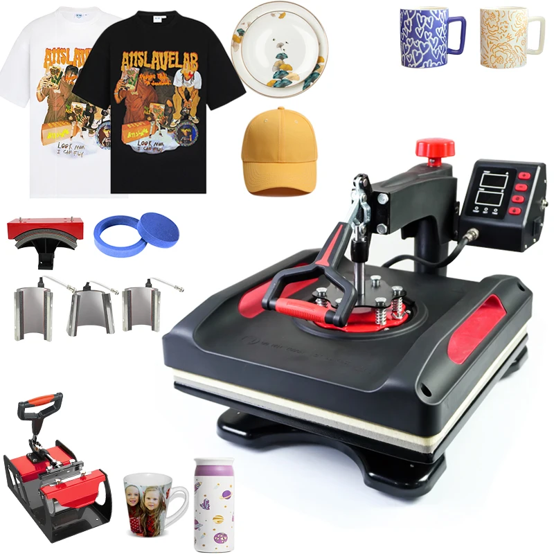 Freesub tshirt sublimation heat press machines combo 8 in 1 3838 picture printing machine on t shirt P8038-8