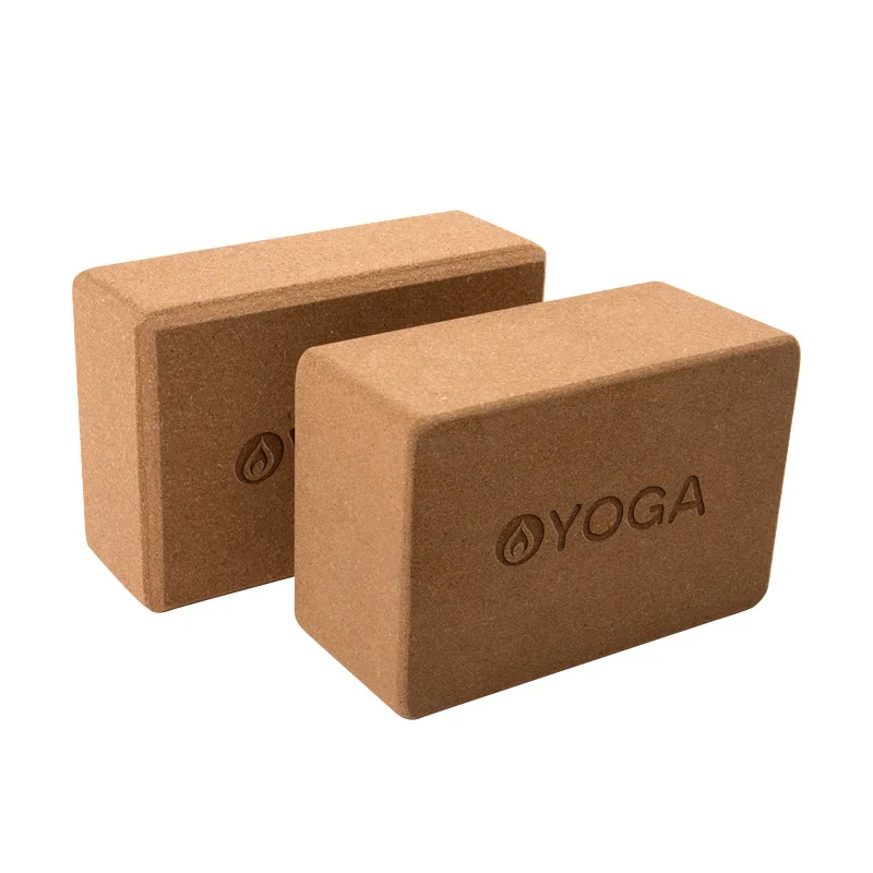 SHENGDE New Design Eco-Friendly Cork Yoga Block Set Custom Logo Pilates Foot Massage Ball Natural Cork Yoga Block
