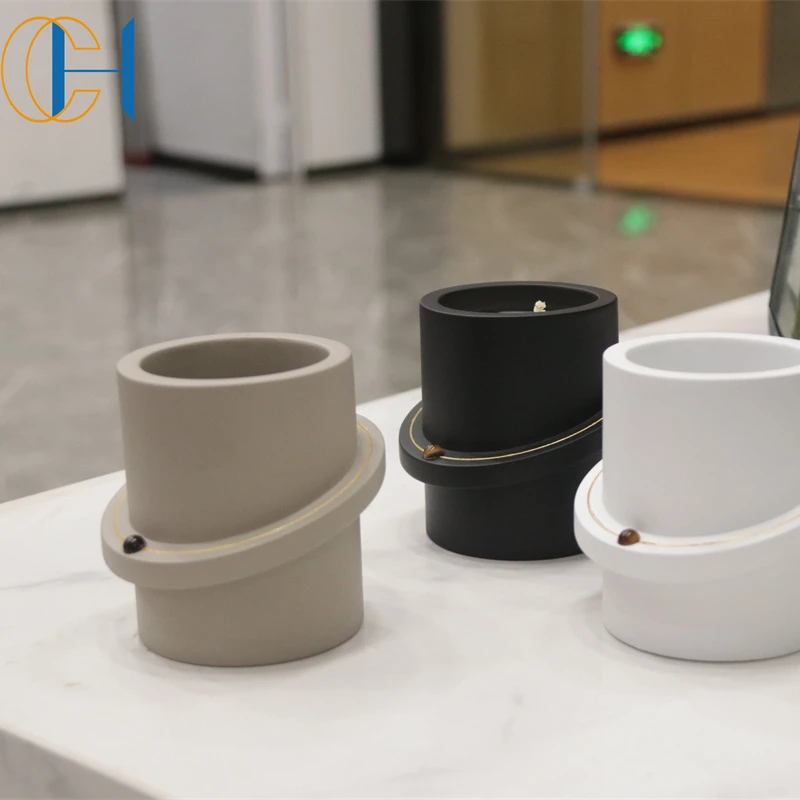 C&H Black  and White Luxury Silicone Mold for Cement Candle jar Creative Design Modern Concrete Cement candle jars Candle Vessel
