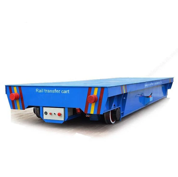 Four wheel heavy industrial transfer trackless steel coil transfer trolley electric flat car, electric platform lift