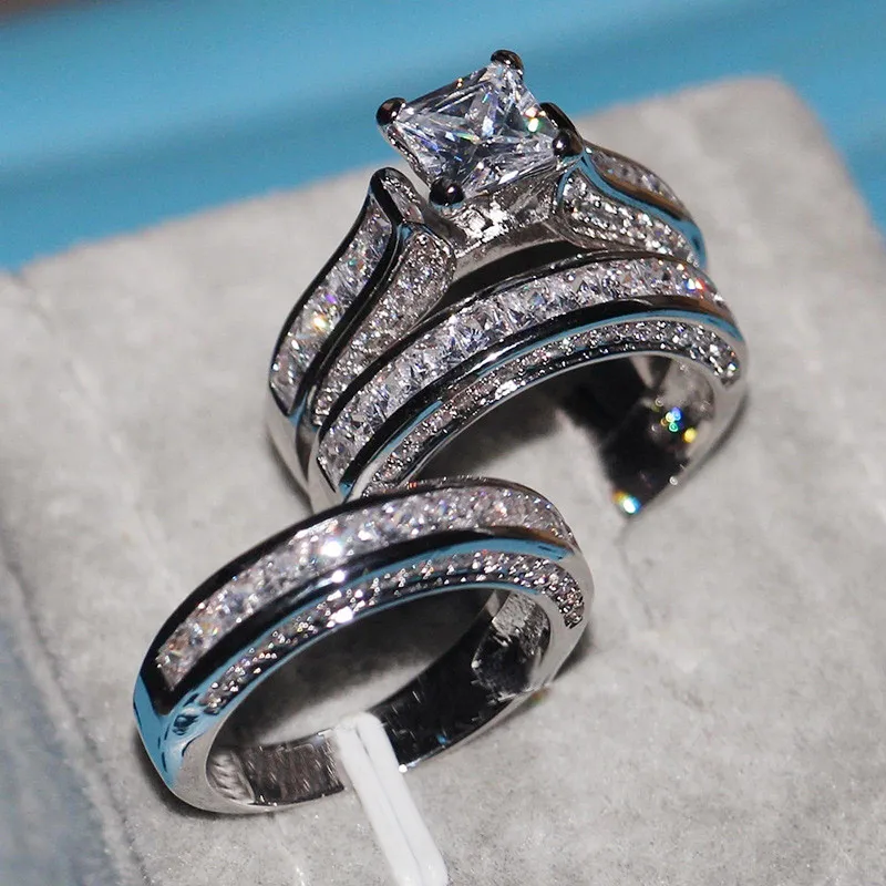 CAOSHI 3Pcs/Set Fashion Rings Set For Women Jewelry Gift Accessories Girls Female Engagement Wedding Luxury Ring Set