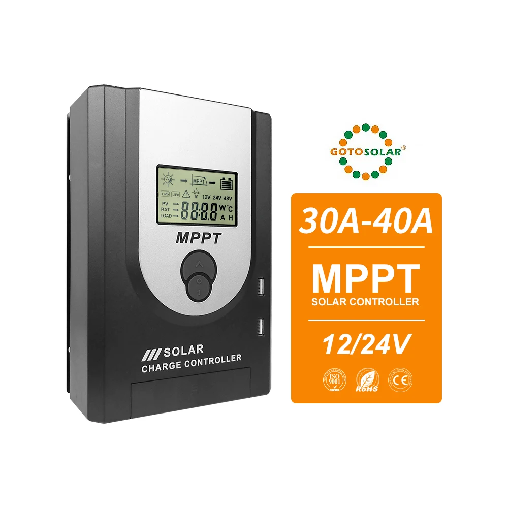 GT Solar 10A 20A 30A 40A 50A 60A 12V/24V Max PV вход 100A Auto LifePO4 Панель батареи MPPT контроллер солнечной энергии