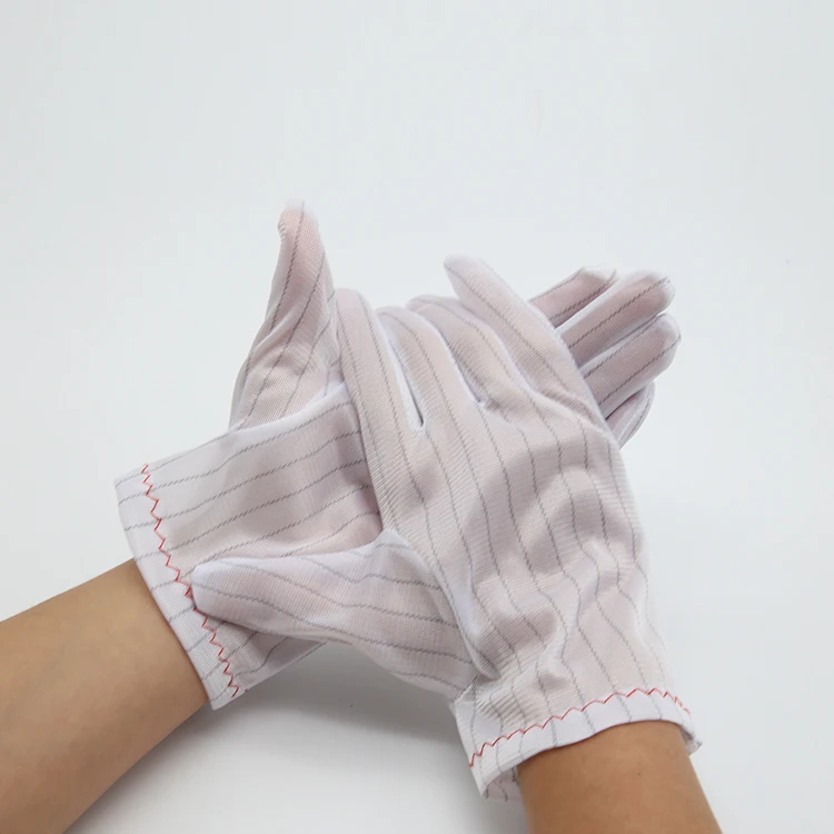 
high quality Clean room ESD Anti-static striped gloves with double-sided 