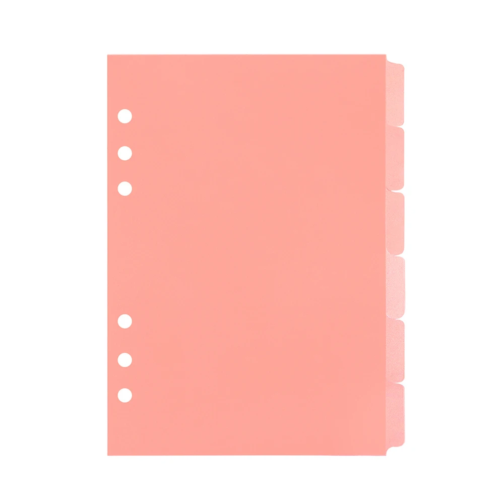 Wholesale Ring Binder Planner Refill Divider Pages Matte PP Plastic Index Separator 6sheets