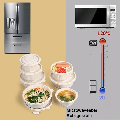 380ml 450ml 500ml 600ml 700ml 800ml 1000ml Eco Friendly  Disposable  Cornstarch Corn Starch Take out Salad Soup Bowl With Lid