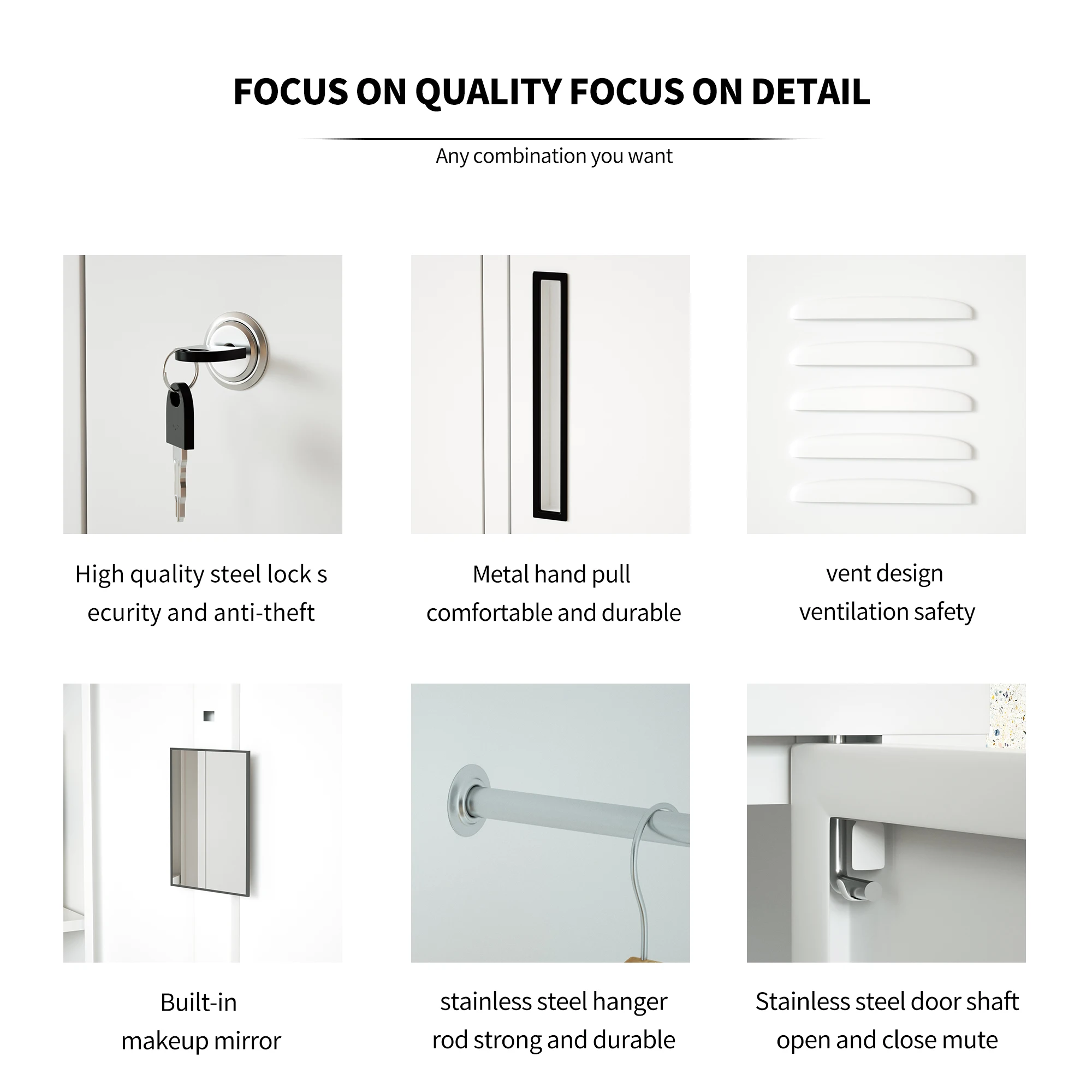 6 Door Employee Lockers for Office Staff Clothes Steel Cabinet Metal Storage Locker for Commercial