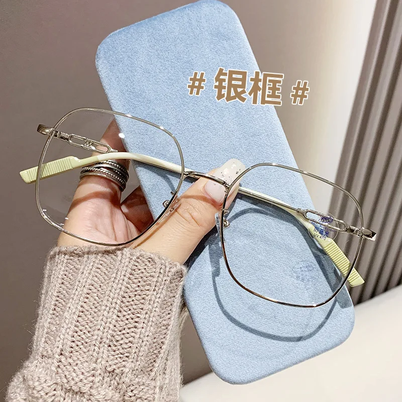 Oversized Eyewear Anti Blue Light Filter Eyeglass Square Metal Frame Blue Light Blocking Eye Glasses Eyeglasses