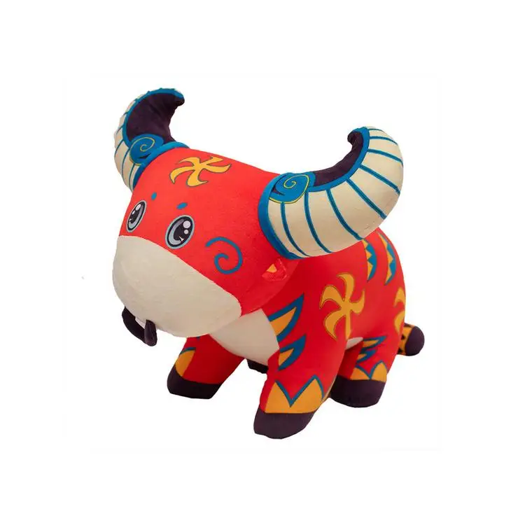 
Symbol of 2021 Bull 2021 OX Year Kawaii China Mascot Cow Plush Soft Toys Chinese New Year Party Decoration Gifts 