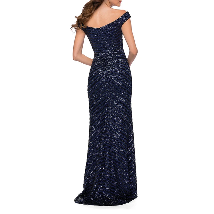 New arrival 2024 dresses women lady elegant  Off Shoulder Sequins Slit Evening Dress
