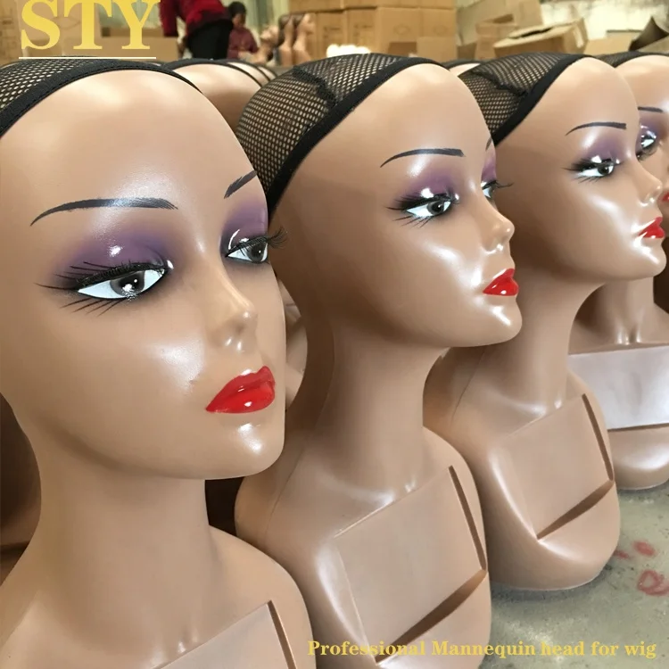 hot sale brown skin mannequin head realistic makeup mannequin head african american head mannequin