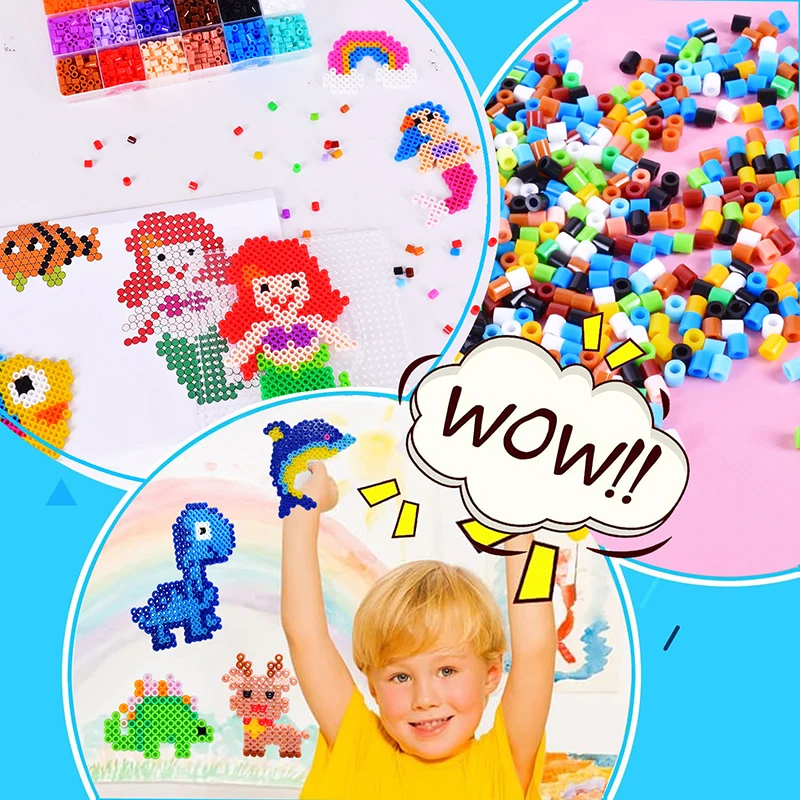 High Quality Custom 24 Colors Children Educational Toys Ironing Eco Friendly Fuse Beads Kit Hama Beads 5mm Fuse Beads Animal