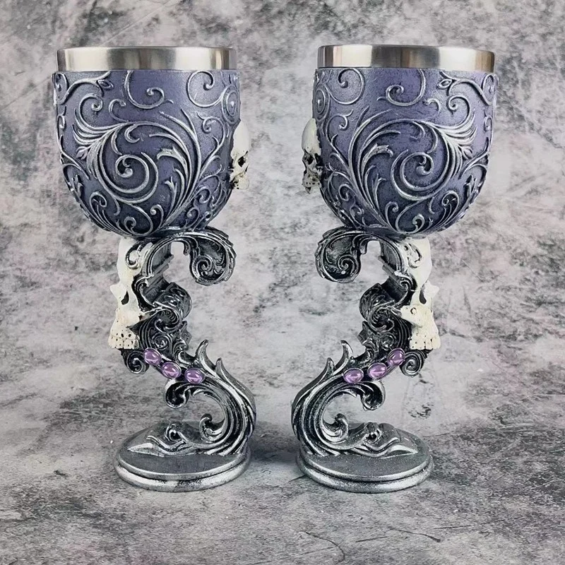 Myth and Legend 3D stereoscopic carved tall cup medieval vintage resin cup