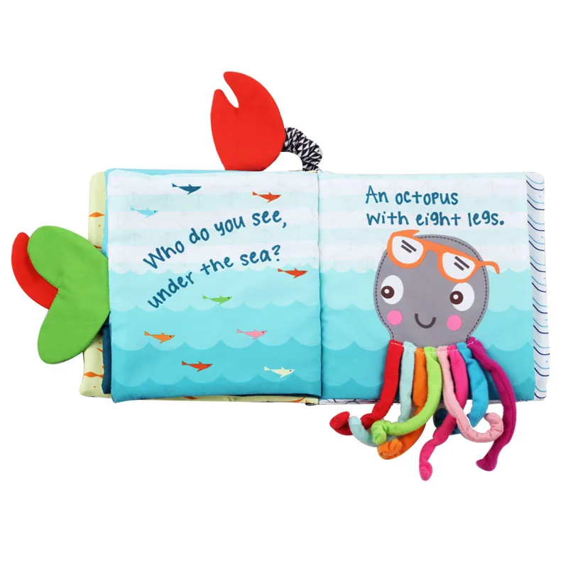 early education customized cute animal touch 3d baby cloth books for newborns