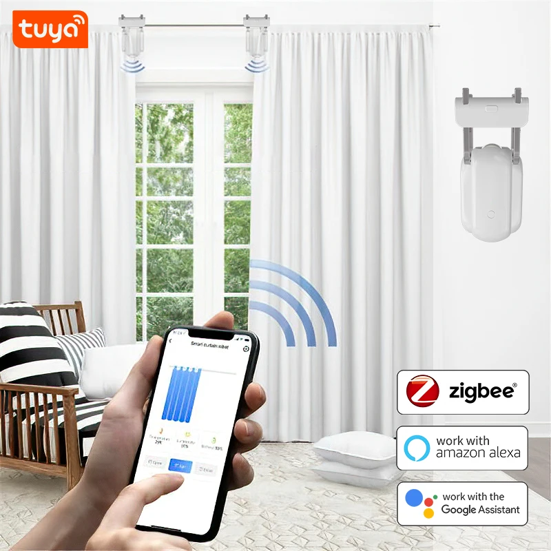 Smart curtain round opener work with smart home alexa wifi smart curtain driver robot tuya smart curtain