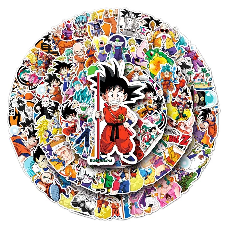 100pcs Anime Son Goku Cartoon Graffiti Waterproof Decoration Laptop Water Bottle Skateboard Sticker Anime Dragon Ball Sticker