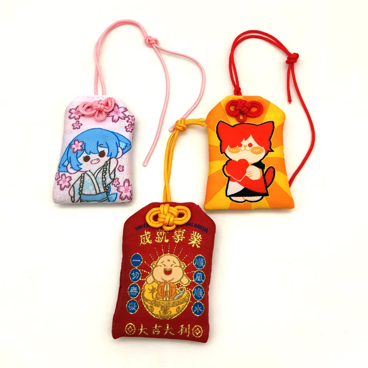 YYX Custom Anime Japanese Omamori Pouch Bag Lucky Charms Pouch Love Health Safety Amulet Sachet Omamori Embroidery Fabric Crafts