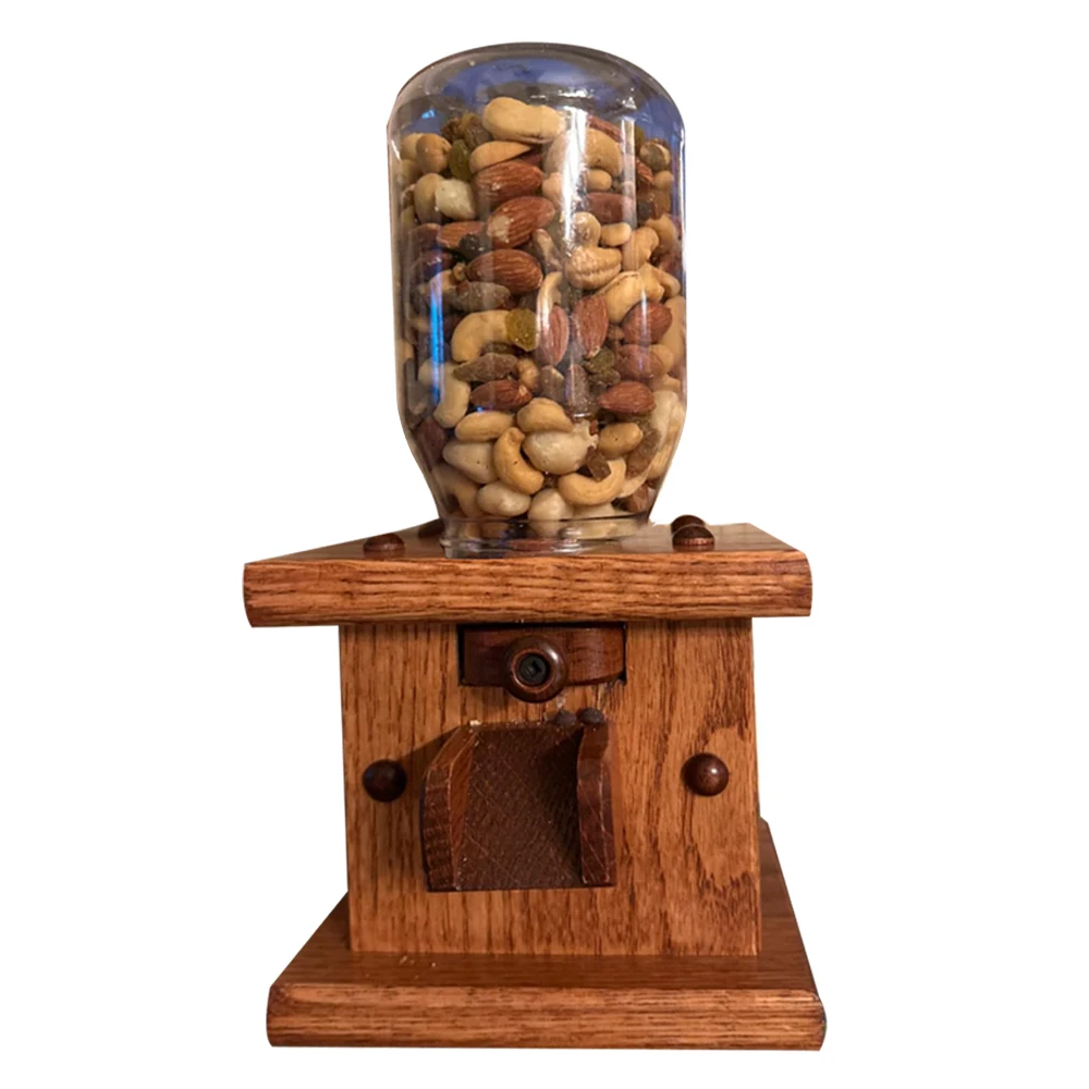 Handmade Cereal Dispenser Countertop Containers & Storage Gumball Machine Wooden Candy Dispenser