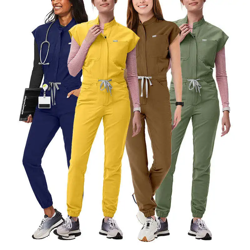 Wholesale Spa Custom Nursing Scrubs Logo Uniforms Sets Women Doctor Medical Uniforms Cargo Scrub Jumpsuit Scrubs Uniforms Sets