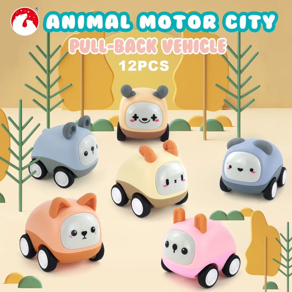 Most popular cute Mini Newest factory children pull back toy car kids cartoon animal pull back car toy for gift