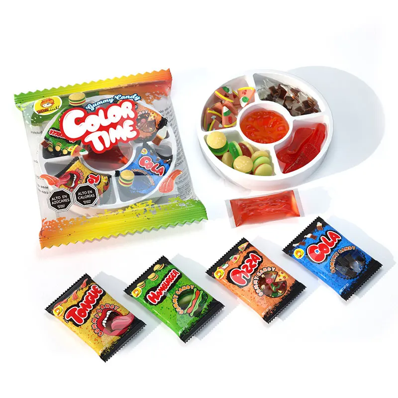 Custom Vegan Assorted Bulk Gel Halal Sweets Pizza Jelly Gummy Candy Christmas Halloween Brain Licker Candy