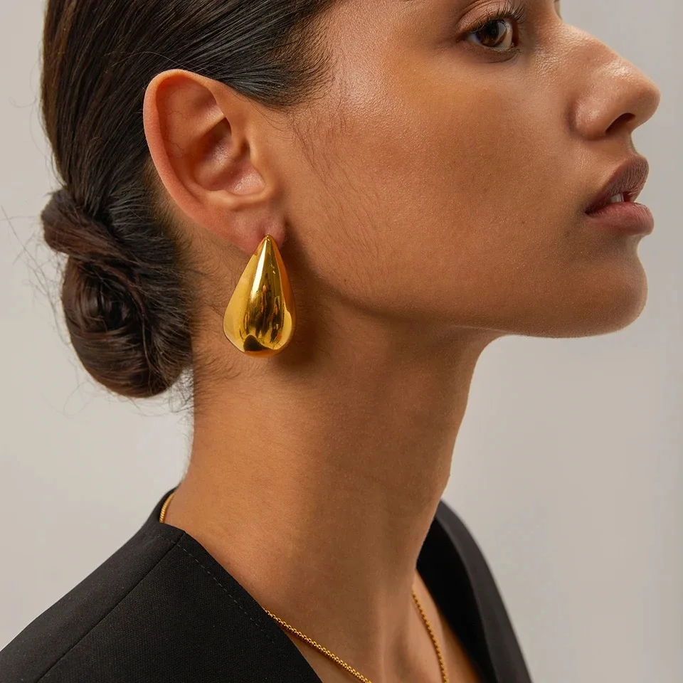 Aretas 2024 NEW Fashion Jewelry Tear Drop Earrings Water Resistant Anti Allergenic OOTD High Polish Water Drop Earrings Women