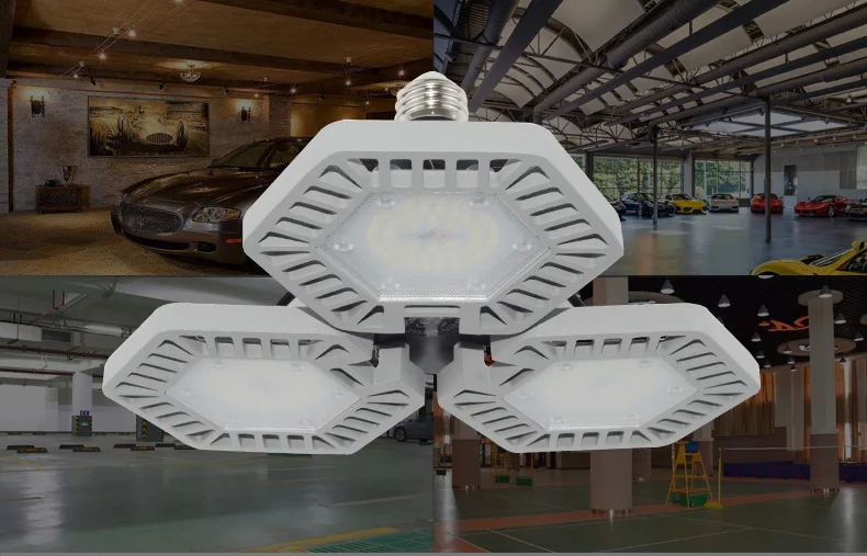 Garage Warehouse Led Deformation Folding Induction Lamp Mining Light Floodli Trifolium High Bay Light