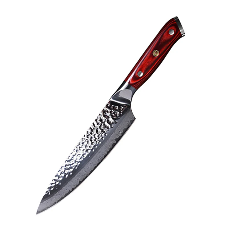 Дамасский нож Pakka с деревянной ручкой, шеф-нож с лезвием 8 дюймов, для ресторанов и семьи