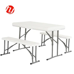 Folding Table and Chair Picnic and Beer Plastic Outdoor Table Steel Tube with Powder Coated Modern 95x23x42cm 113x68cm