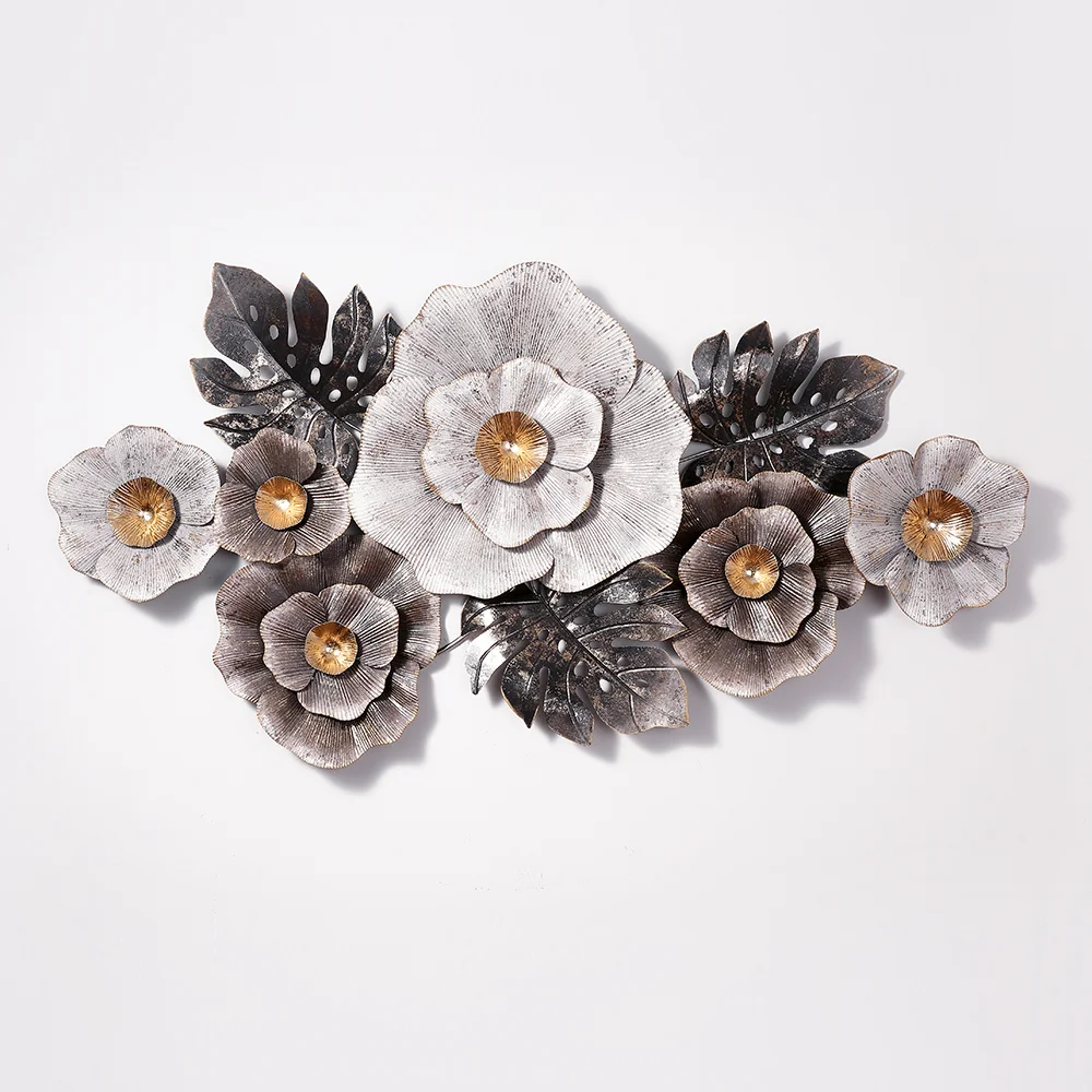 Железный Искусство Три-на выход, украшенное трехмерным цветочным рисунком, украшение дома на стене