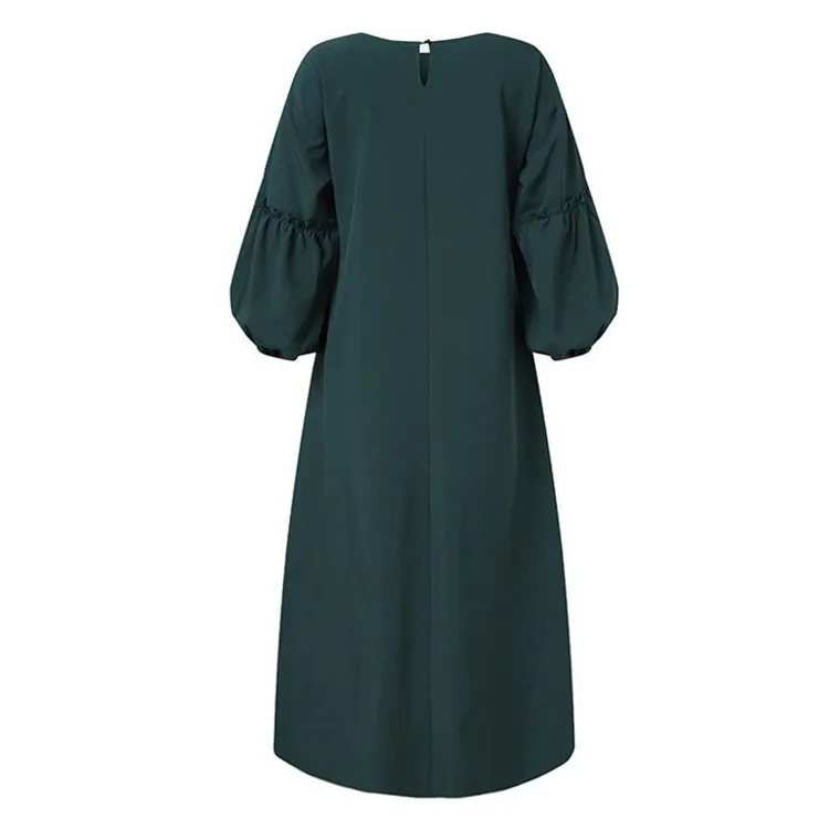 Traditional Basic Muslim dress Women Puff sleeve Maxi Dress Muslim Clothes Abaya Jilbab Kaftan women Casual dress plus size Robe