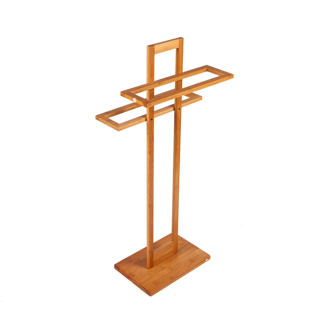 Multifunctional Bamboo Bathroom Towel Rack Free Standing Clothes Holder Storage Organizer Ladder Commodity Shelf