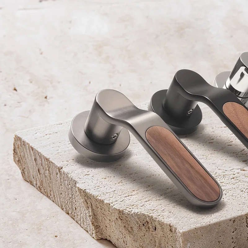 American Style Indoor Bedroom Household Door Lock Black Walnut Wood Silent Magnetic Suction Handle for Window & Bathroom Use