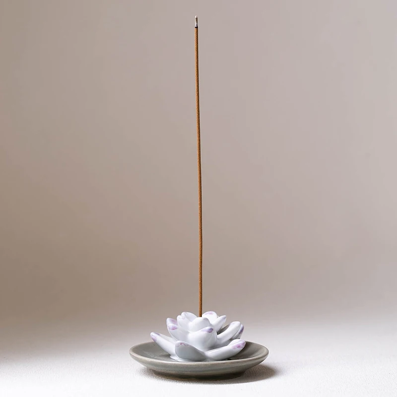 YUANWANG Incense Holders Custom Ceramic Incense Burner Incense Joss Stick Holder Lotus Ash Catcher Tray