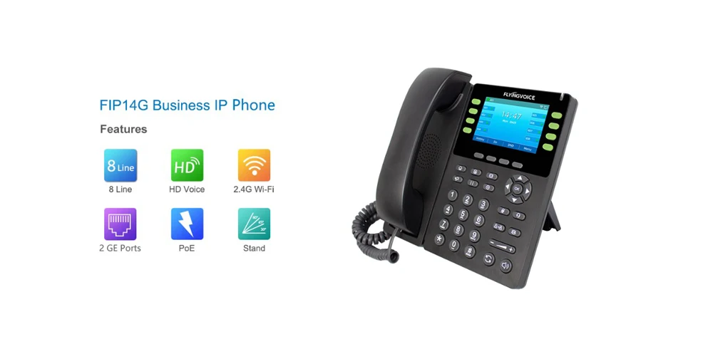 Беспроводной IP-телефон FIP14G новый дизайн интерфейса цветной экран 8 sip линий поддержка Wi-Fi 2 4G и IPv6