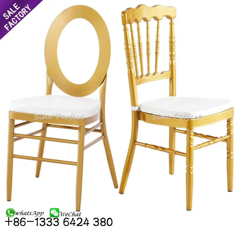 New Design Cheap Price Wedding Ceremony Dining Furniture Gold Metal Steel Chivari Chavari Tiffany Chairs Used For Rental