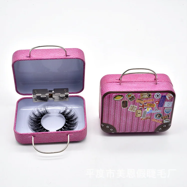 
RTS Wholesale mini Metal Vintage Suitcase Eyelashes Case Lash Package 