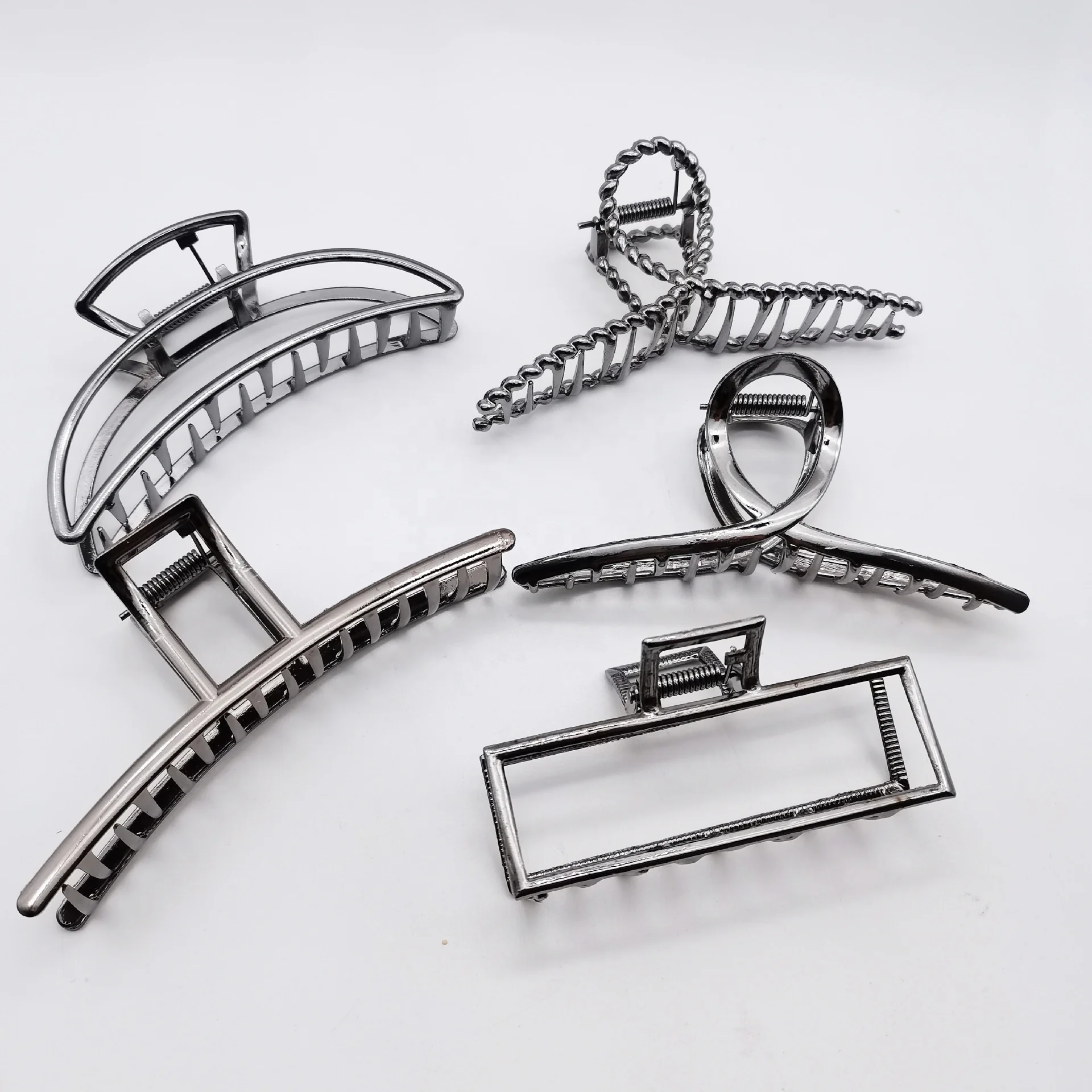 Заколка для волос, золотистая, серебристая, черная, большая металлическая заколка для волос из сплава, зажим для густых волос