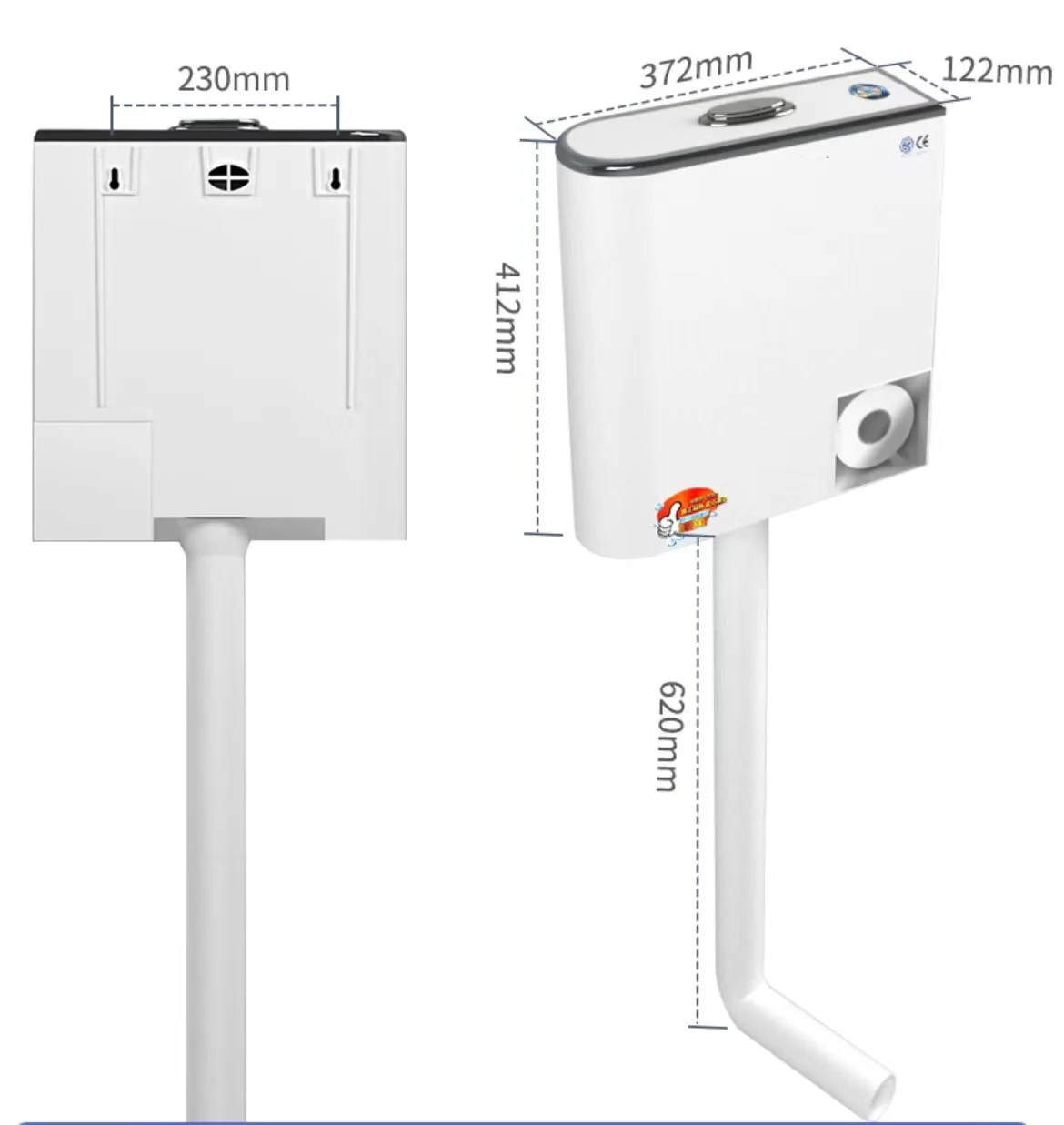 Cheap Color Slim Wc Toilet Water Saving Plastic Unique design golden trim pressure bathroom toilet tank flush valve wc cistern