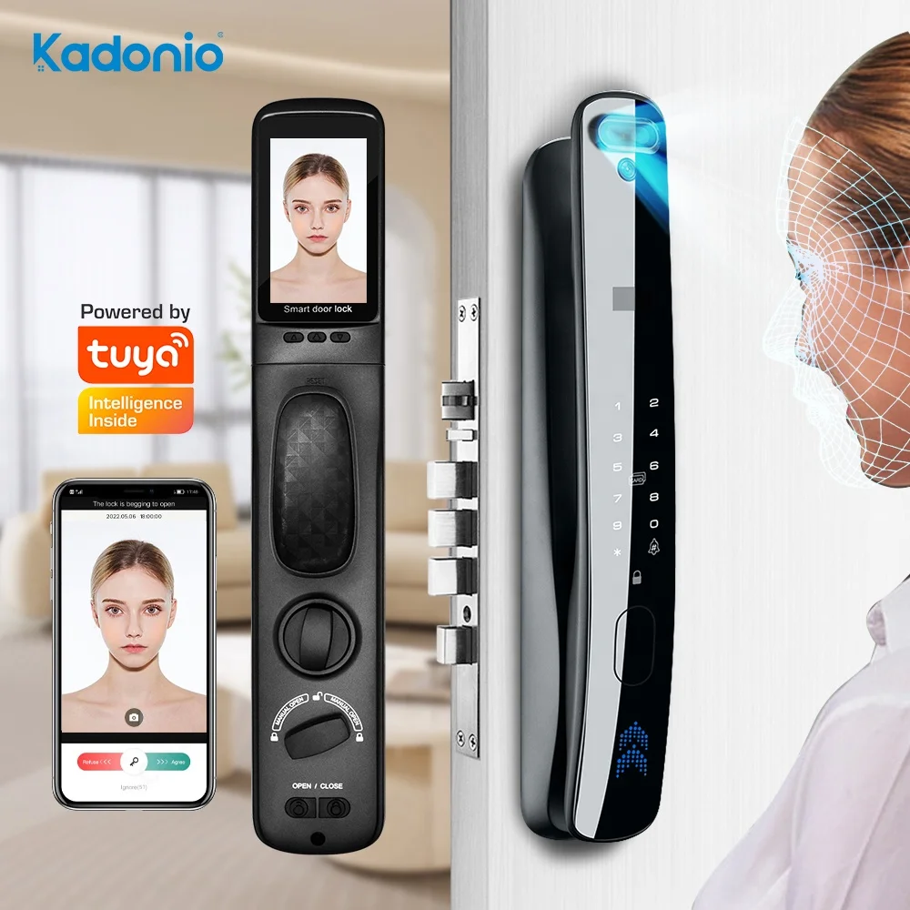 Kadonio Automatic Biometric Face Recognition Fingerprint Password Apartment Room Smart Door Lock