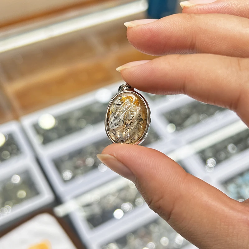 Natural scenery dendritic agate pendant 925 sterling silver ring hot fashion accessories to send family