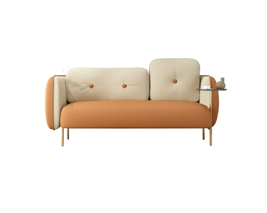 Light luxury design simple modern hotel living room tray double orange sofa