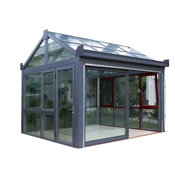Triangular roof sunroom aluminium alloy frame garden house with balcony winter room manufacturer