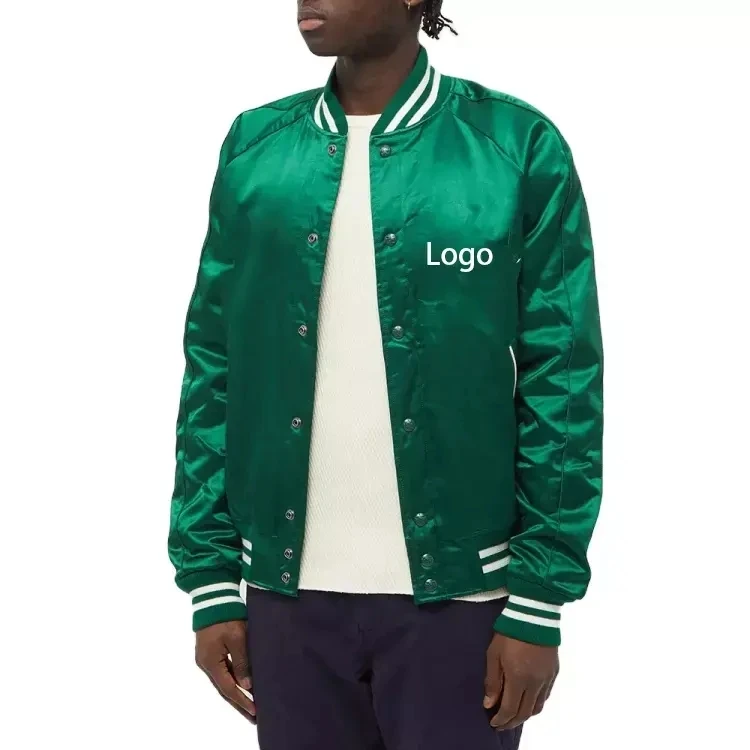 Wholesale Custom Satin Baseball Jackets Embroidered Bomber Satin Baseball Jackets Baseball Jacket