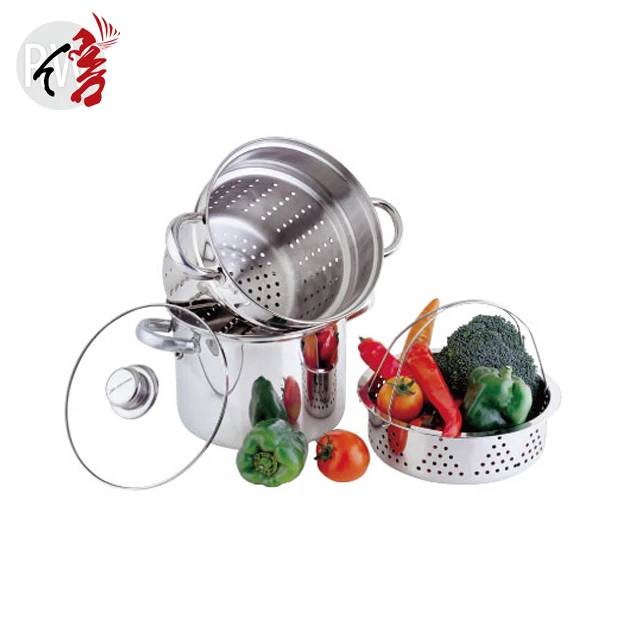 Realwin 4pcs Stainless Steel Pasta Cooking Pot Set with Basket and Induction Base