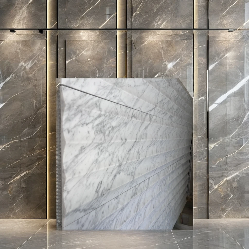 Carrara White Marble Stone Backed with Aluminum Honeycomb Thin Marble Panels for Wall Decoration
