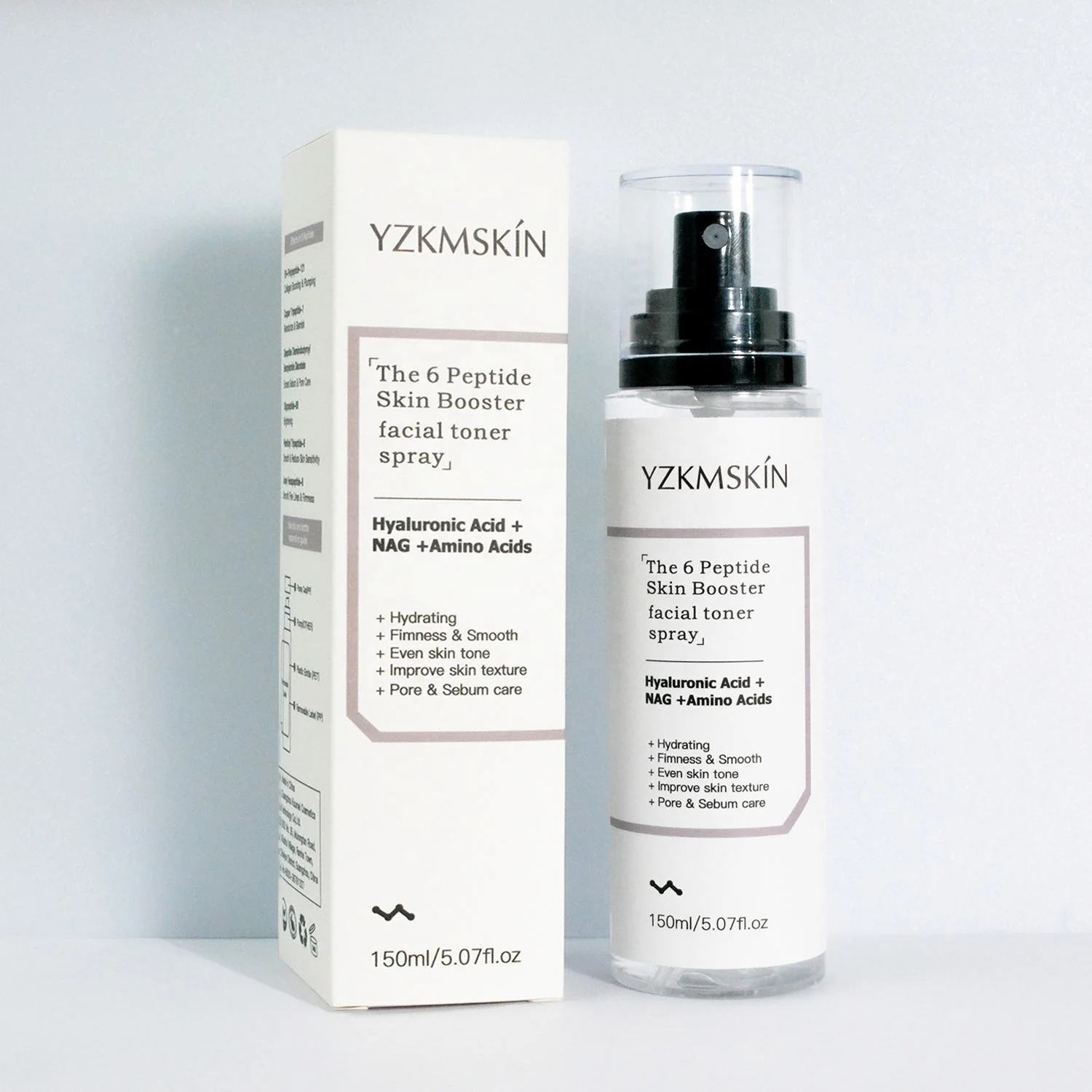 private label hydrating hyaluronic acid firming smooth 6 peptide skin collagen booster face mist facial toner spray